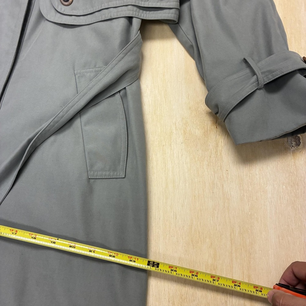 Fitzwright Coat Womens 10 Gray Long Rain Trench Collared Lined Button Pockets - Picture 8 of 10